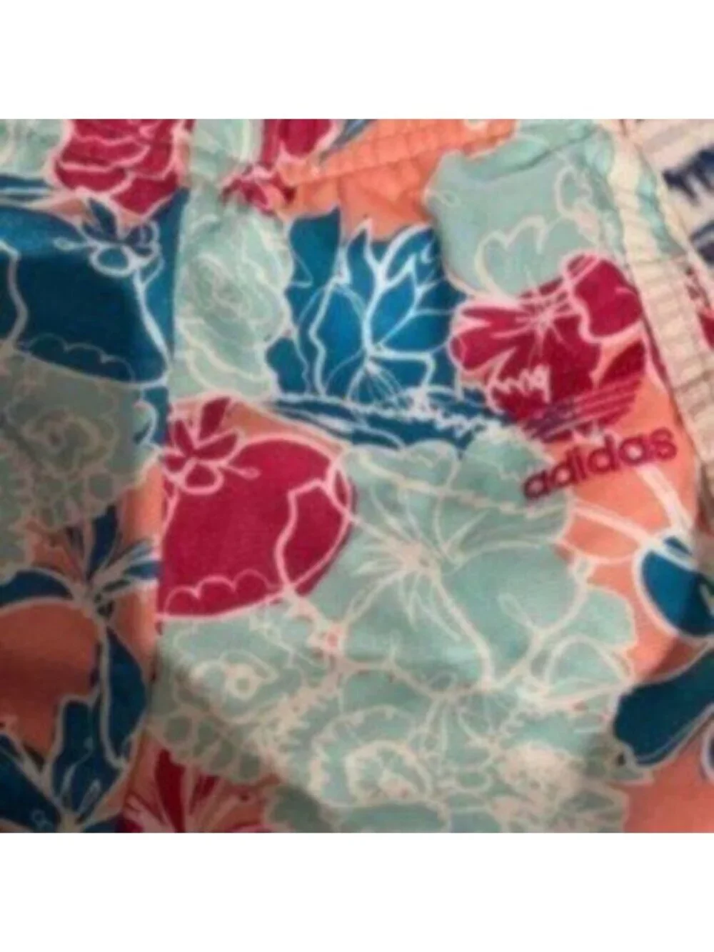 Adidas Girl's Blue & Pink Floral Infant Drawstring Track Pants Size 12 Months